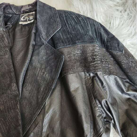 VTG 90s Global Identity G-III‎ Womens Genuine Leather Jacket M  Black Oversized - Picture 15 of 15